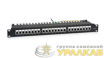 Патч-панель 19дюйм 1U кат.5E полн. экранир. 24 порта RJ45 Dual IDC WR-PL-24-C5E-SH-D черн. WRline 505210