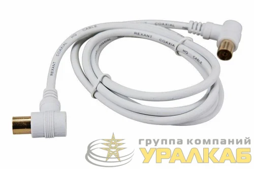 Шнур TV Plug - TV Jack 3м угловой бел. Rexant 18-0024 детальная картинка