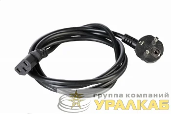 Шнур питания R-10-Cord-C13-S-1.8 C13-Schuko проводник. 3х1кв.мм 1.8м 220В 10А черн. Rem 892854