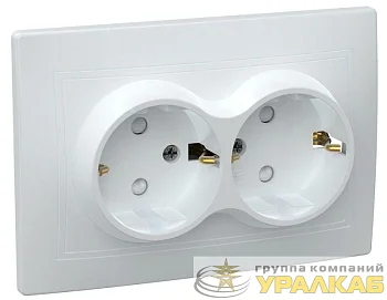 Розетка 2-м СП Кварта РСш12-3-КБ 16А IP20 с заземл. защ. шторки бел. IEK ERK21-K01-16-DM