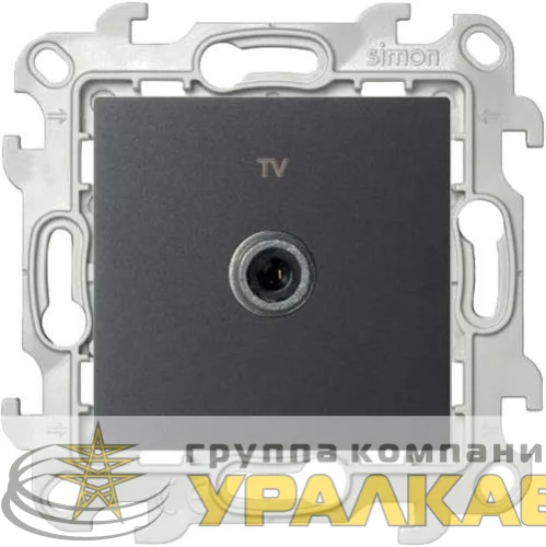 Розетка телевизионная одиночная TV СП Simon 24 IP20 механизм графит Simon 2450477-038 детальная картинка