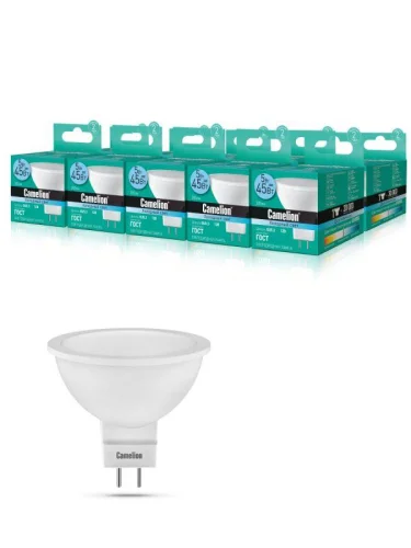 Лампа светодиодная LED5-MR16/845/GU5.3 5Вт 4500К бел. GU5.3 385лм 12В Camelion 