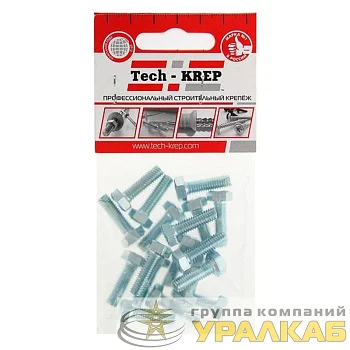 Болт с шестигранной головкой М6х20 DIN 933 класс прочн. 8.8 оцинк. коробка (уп.18шт) Tech-KREP 102957