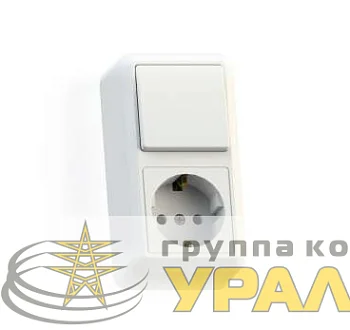 Блок комбинированный ОП БКВР-405 Оптима (1-кл. выкл. + розетка с заземл.) бел. Кунцево 8064