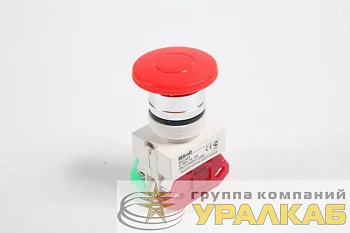 Выключатель кнопочный "Грибок" AE ВК-22 d22мм с фиксацией красн. DEKraft 