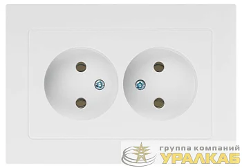 Розетка Intro Accent 6-204-01 2х2P 16А-250В IP20 СУ AL/CU бел. Intro Б0063447