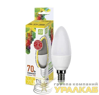 Лампа светодиодная LED-свеча-standard 7.5Вт свеча 3000К тепл. бел. E14 675лм 160-260В ASD 4690612003924