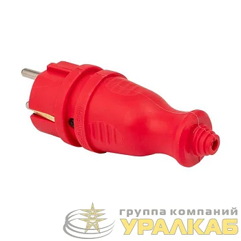 Вилка прямая 16А 2P+PE 230В IP44 каучук. красн. PROxima EKF RPS-011-16-230-44-rr