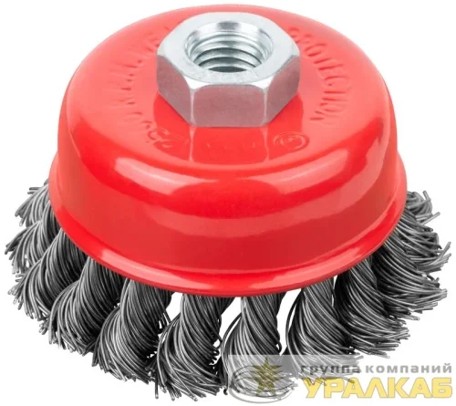 Корщетка-чашка гайка М14 стальная витая проволока 75мм FIT 