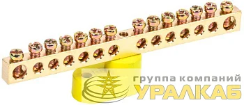 Шина PE "земля" ШНИ-6х9-14-У1-Ж на одном угловом изоляторе IEK YNN10-69-14C1-K05