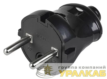 Вилка прямая ВПп20-02-Ст разборная без заземл. контакта 6А черн. IEK EVP20-06-01-K02