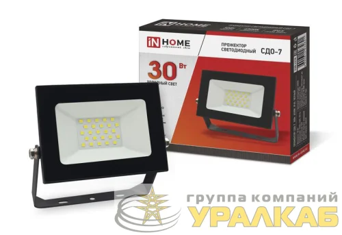 Прожектор светодиодный СДО-7 30Вт 6500К IP65 2700лм 230В черн. IN HOME 4690612034621 детальная картинка