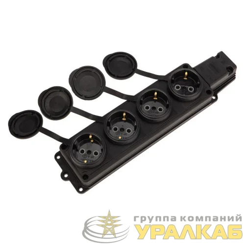 Колодка удлинителя 4-м 16А IP44 230В 2P+PE влагозащ. каучук PROCONNECT 111-114-4 детальная картинка