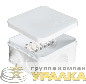 Коробка распределительная ОП 75х75х45мм IP54 10А 6 выходов 6 контактов 3 гермоввода клемм. крышка защелкивающаяся бел. Epplast 220323