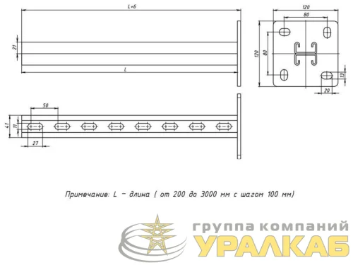 Стойка STRUT двойная 41х21 L200 сталь HDZ EKF stsd412102-HDZ детальная картинка