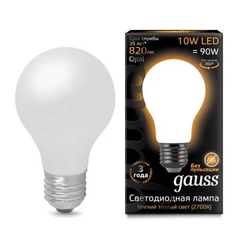 Лампа светодиодная филаментная Black Filament 10Вт A60 2700К E27 опал Gauss 102202110 детальная картинка