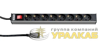 Блок розеток 10А SHT19-8SH-S-2.5IEC 19дюйм с выкл. кабель 2.5м Hyperline 26417