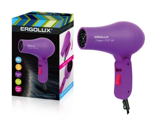 Фен ELX-HD05-С12 со складной ручкой 1000Вт 220-240В фиол. Ergolux 13982 детальная картинка Фен ELX-HD05-С12 со складной ручкой 1000Вт 220-240В фиол. Ergolux 13982 детальная картинка