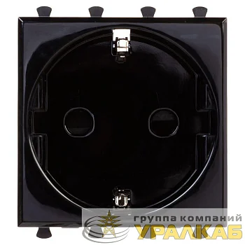 Розетка 1-м 2мод. Avanti "Черный квадрат" 16А IP20 2P+E защ. шторки черн. DKC 