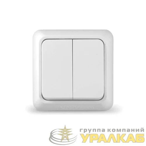 Выключатель 2-кл. ОП Олимп 10А IP20 бел. UNIVersal О0023 детальная картинка
