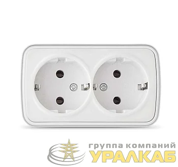 Розетка 2-м ОП Электра 16А IP20 с заземл. бел. Союз 0020