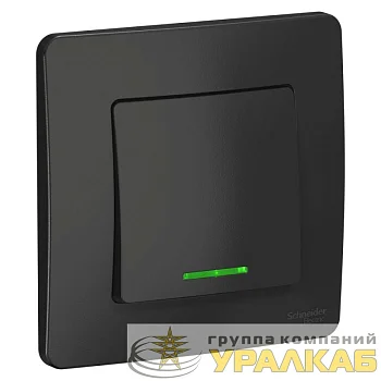 Выключатель 1-кл. СП Blanca 10А IP20 (сх. 1) 250В с подсветкой антрацит SE BLNVS010116