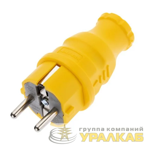 Вилка прямая влагозащищенная с заземл. 16А. IP44 каучук желт. Rexant 