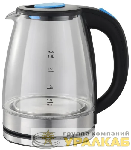 Чайник SKG2050 1.8л. 1800Вт (стекло) черн./серебр. STARWIND 1507372 детальная картинка