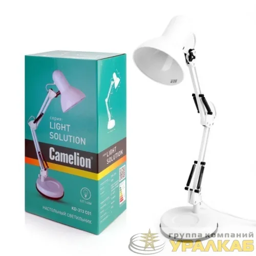 Светильник KD-313 настол. база 230В 60Вт E27 бел. Camelion 