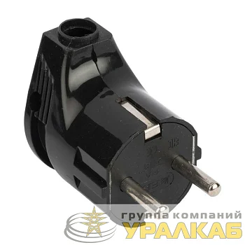 Вилка угловая 16А 250В с заземл. черн. EKF AVY16-30