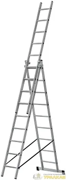 Лестница трехсекционная 3х9 H=257/426/591см 11.18кг алюм. FIT 