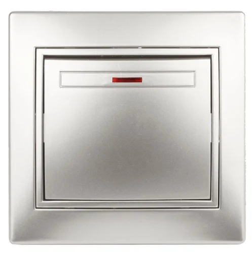 Выключатель 1-кл. СП Plano 10А IP20 1-102-03 250В с подсветкой алюм. Intro Б0030034 детальная картинка Выключатель 1-кл. СП Plano 10А IP20 1-102-03 250В с подсветкой алюм. Intro Б0030034 детальная картинка