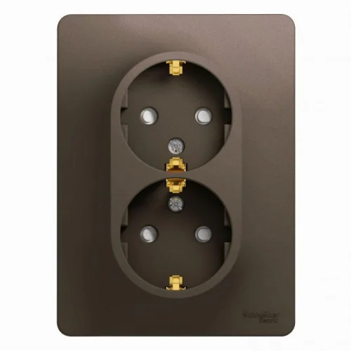 Розетка 2-м Glossa 16А защ. шторки с заземл. в сборе шоколад SchE GSL000826 детальная картинка