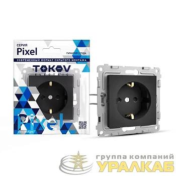 Розетка 1-м СП Pixel 16А IP20 с заземл. механизм карбон TOKOV ELECTRIC TKE-PX-R1Z-C14