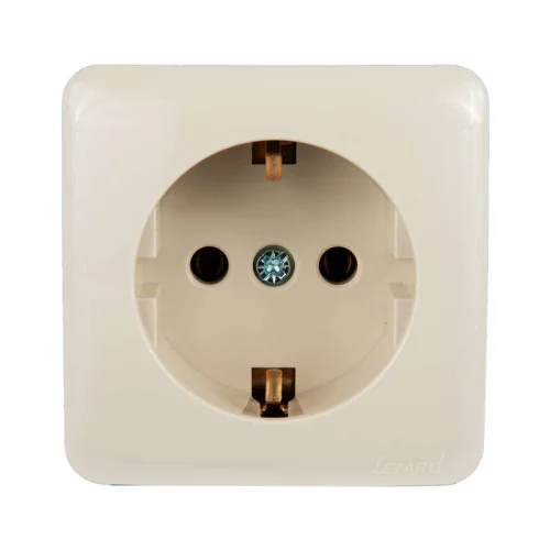 Розетка 1-м ОП VIOLA с заземл. крем. LEZARD 