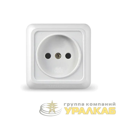 Розетка 1-м ОП Олимп 16А IP20 без заземл. бел. UNIVersal О0022 детальная картинка