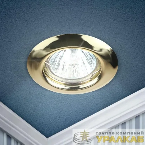 Светильник точечный ST3 GD 50Вт MR16 12В штампован. зол. ЭРА 