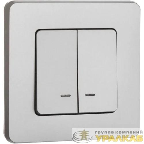 Выключатель 2-кл. Inspiria 10А IP20 250В 10AX с подсветкой/индикацией механизм алюм. IEK 