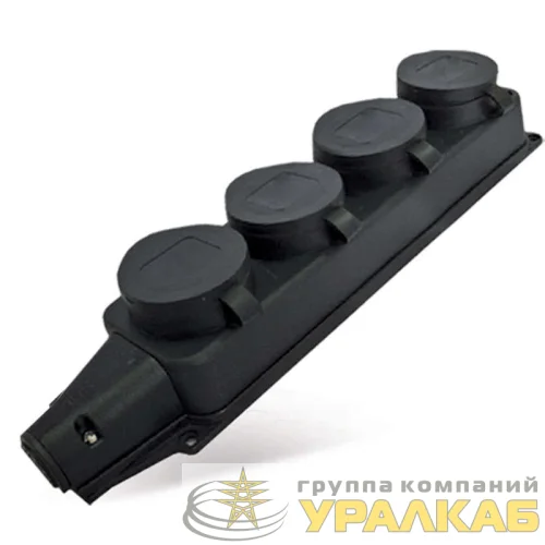 Колодка удлинителя 4-м 1ф с заглушками каучук UNIVersal 1029 детальная картинка