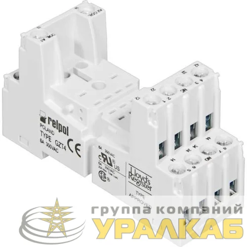 Цоколь GZT4 к реле R4 R4N Т-R4 на рейку DIN35 Relpol A8130-856050 детальная картинка