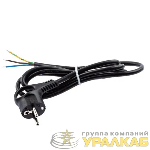 Шнур сетевой с вилкой 5м с заземл. ПВС 3х1.5 черн. U-3x1.5-5m-B ЭРА 