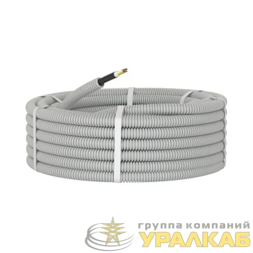 Труба гофрированная ПВХ гибкая d20мм с кабелем ВВГнг(А)-LS 3х2.5 РЭК ГОСТ+ сер. (уп.100м) DKC 9S920100 детальная картинка