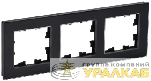 Рамка 3-м BRITE РУ-3-2-БрЧ стекло черн. IEK BR-M32-G-K02 детальная картинка