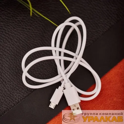 Кабель USB microUSB длинный штекер 1м бел. Rexant 18-4269 детальная картинка
