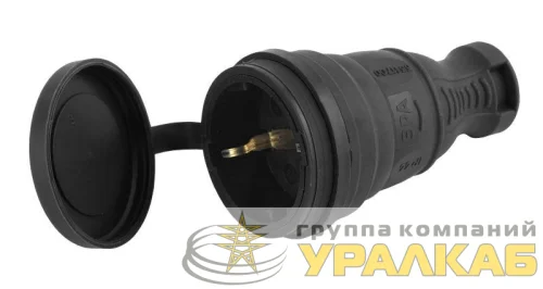 Разъем каучуковый с заземл. прям. 16А IP44 черн. Эра Б0044541 детальная картинка