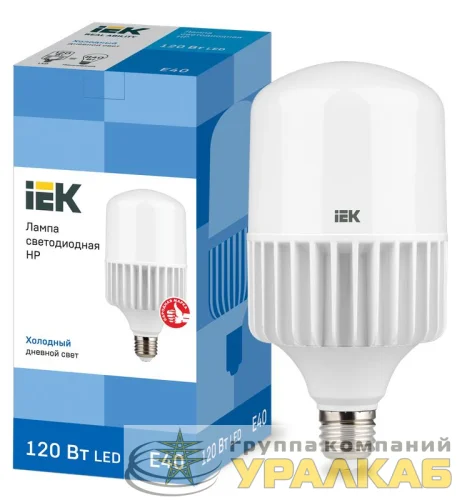 Лампа светодиодная HP 120Вт 6500К E40 230В IEK LLE-HP-120-230-65-E40 детальная картинка