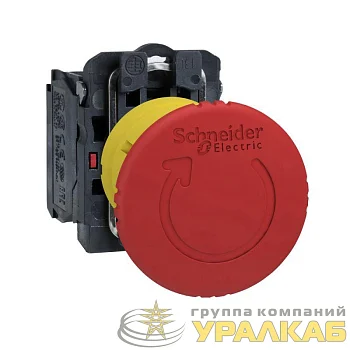 Кнопка аварийной остановки возврат поворотом 1НЗ триггерного действия пластик SchE XB5AS8442 Кнопка аварийной остановки возврат поворотом 1НЗ триггерного действия пластик SchE XB5AS8442