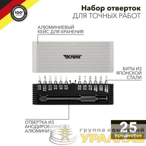 Набор отверток для точных работ RA-01 25 предметов Kranz 