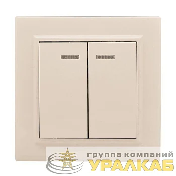 Выключатель 2-кл. СП Минск 10А IP20 с индикатором беж. EKF 