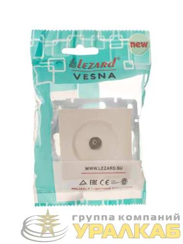 Розетка телевизионная оконечная TV 1-м СП Vesna механизм кремов. LEZARD 